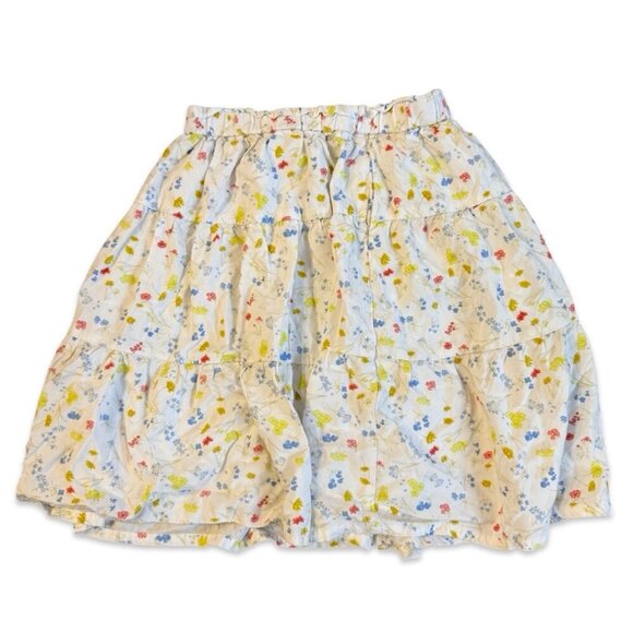 UNIQLO Kids Floral Tiered Pocketed Skirt Multicolor Elastic Waist Size 6 - Picture 1 of 4